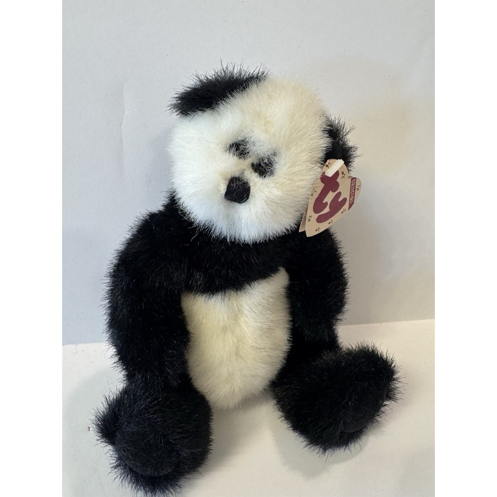 Ty Collectible - Attic Treasures - Checkers 9" Panda Bear Plush - Tags - 1993